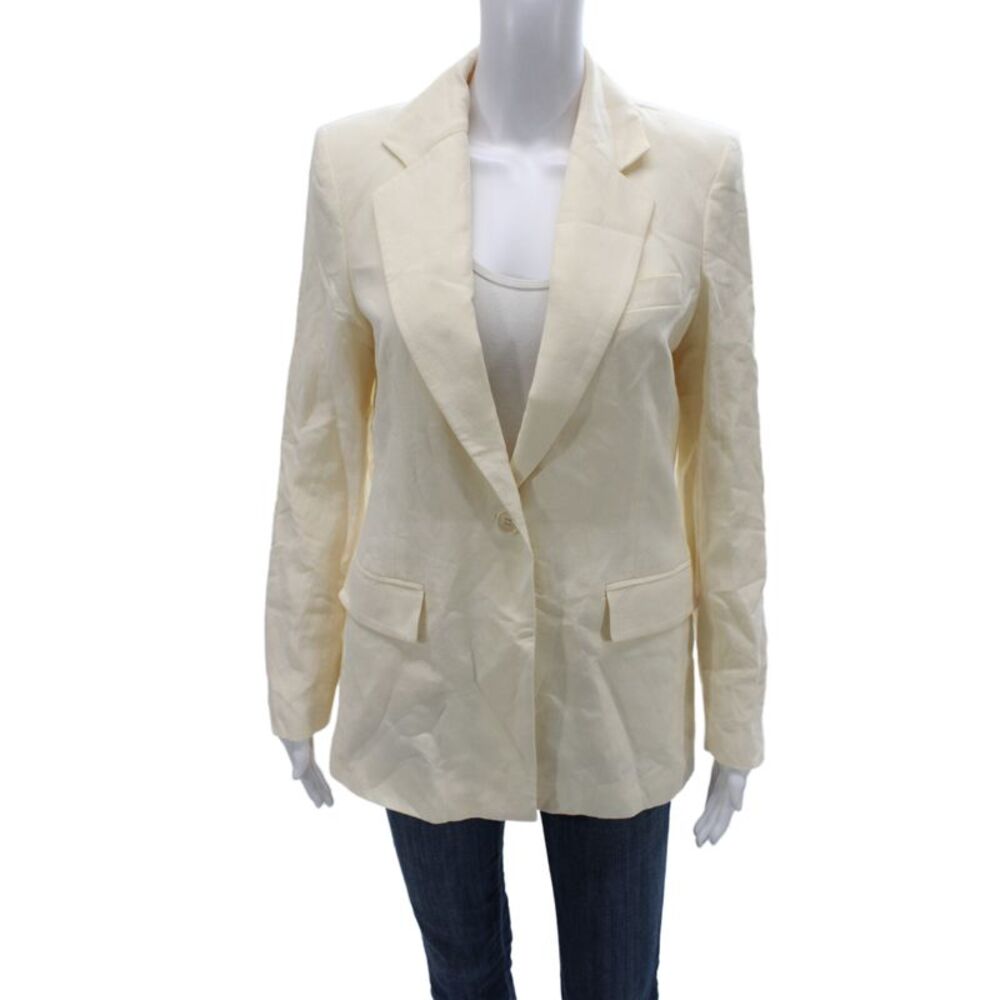 MNG Unisex Beige Blazer Long Sleeve Lyocell Linen Size S